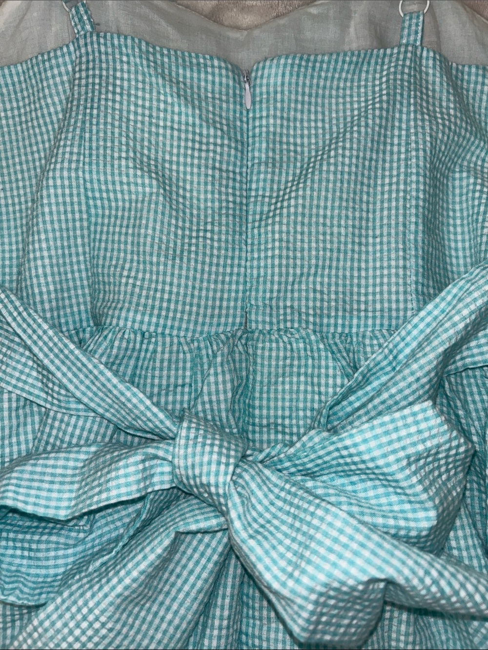 Peach Love California Teal Blue Gingham Sundress - Picture 3 of 6
